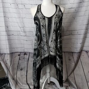 Ali & Kris Asymmetrical Fringe tank top